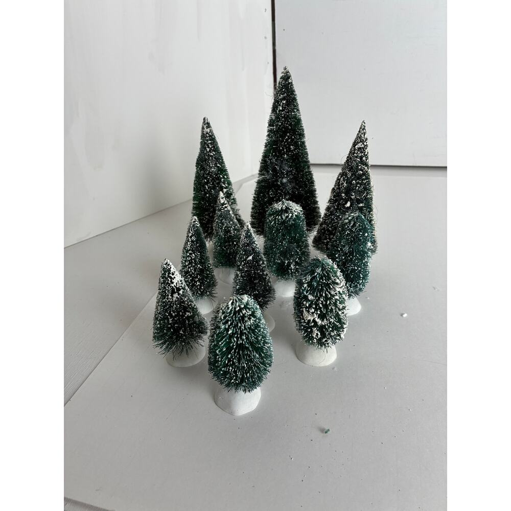 Dept. 56 Village Frosted Topiary Trees #52019 11 Trees Various Sizes Box